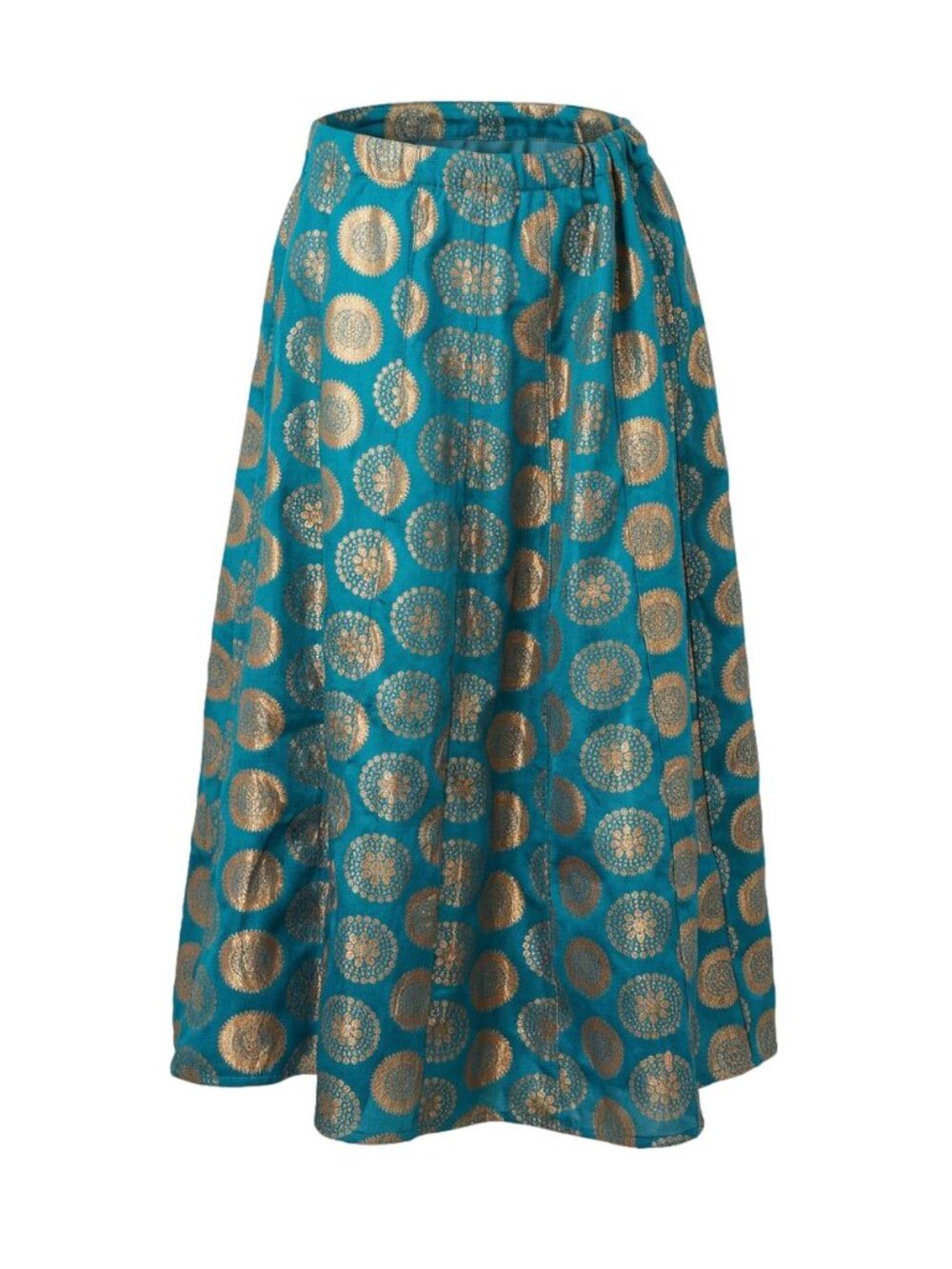 Vintage Handmade Teal Gold Brocade Lehenga Maxi Festival Boho Unique Skirt